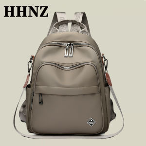 Womens Large Capacity Casual Oxford Cloth Backpack Fashionable Travel Shoulder Bag Commuter Style Dual Zipper Vertical Square
