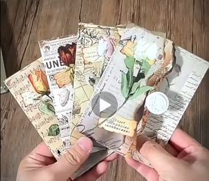 Old Burnt Vintage Material Paper Bag PET Rose Sticker
