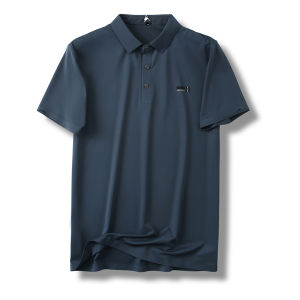 Áo Thun Nam Cổ Polo Tay Ngắn Chất Liệu Lụa Tơ Tằm Pha Trộn Không Đường May Khóa Kéo Phong Cách Công Sở Mùa Hè 2024