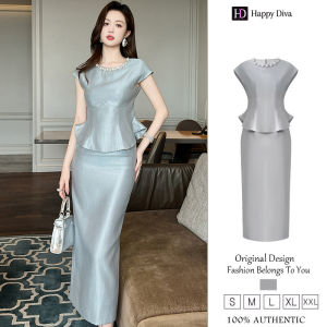 Happy Diva Womens Career Suit High Feeling Fashion Grey Halter Dress Two Piece Set 30916