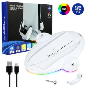 For PS5 Slim Stand Cooling Station With RGB LED Lighting And PS5 Slim Controller Quick Charger For PS5 Slim Disc