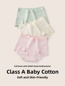 MONCAICHAN | Antibacterial Pure Cotton Underwear Girls Briefs Seamless Mid-Waist Shorts 2024 New Style Youth Flat Briefs Underpants