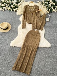 Áo Len Dệt Kim Không Tay Hở Lưng Váy Nửa Thân Áo Khoác Cardigan Dài Tay Áo Vest Không Tay Áo Vest Hở Lưng Áo Vest Hở Lưng