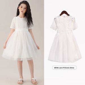Princess Style White Cotton Skirt for Girls Spring Autumn Seasonal Childrens Clothing Full Skirt A-Line Silhouette Long Sleeve