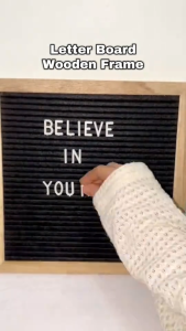 Felt Letter Board with Easel Wooden Frame Message Board Changeable Symbols Teaching Tool Home Decor