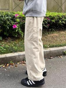 Khaki Color Mens Casual Workwear Pants Straight Leg American Style Autumn Season CleanFit Slimming Leisure Trousers