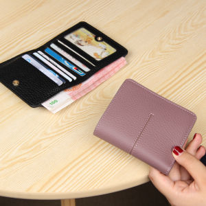 Ultra-Thin Leather Short Wallet for Women 2025 New Style Foldable Buckle Design Multi-Card Slot Compact Cowhide Purse