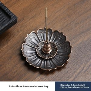 1Pcs Porous Lotus Zen Line Incense Insertion 2-In-1 Incense Holder Sandalwood Burner Lncense Plate Tray Retro Home Decorations