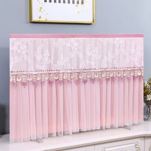 Luxurious Lace TV Cover Dustproof Shield 65 Inch Standalone Television Dust Cover Cloth No Need to Remove When Turning on