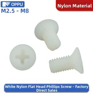 OPPU | White Nylon Flat Head Cross Slot Screw
