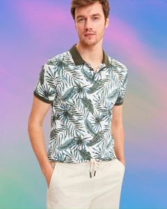 Kaos Polo Shirt Pria Motif Fullprint Daun Tropis & Kaos Polo Distro Lengan Manset