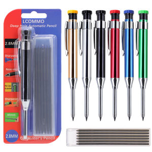 2.8mm Metal Woodworking Marking Pencil Card Set With Lead Refill Long Hole Carpenter Mechanical Pencil Architect Drawing Tool