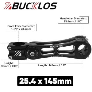 BUCKLOS Adjustable Bicycle Stem MTB Bike ±80 Degree Bike Handlebar Table 90/110/130/145mm Aluminum Alloy Cycling Bar Power Part