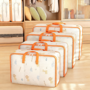 Clothes Storage Bag Plastic Blanket Storage Bag with Zipper Foldable Closet Organizer Moving Bags for Blanket Bedding