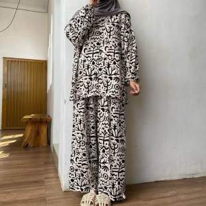 One Set Setelan Rayon Motif Viral | Setelan Rayon | Piyama Rayon | Baju Tidur Wanita