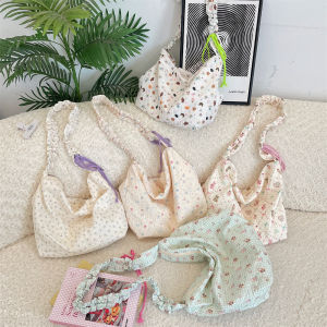 Minimalist Large Capacity Cartoon Embossed Canvas Shoulder Bag Drawstring Womens Bag Street Cool Style Portable Lightweight