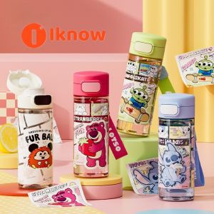 I know Disney Kids Tritan Water Bottle - Portable Direct-Drink Cartoon Comic Plastic Cup for Students