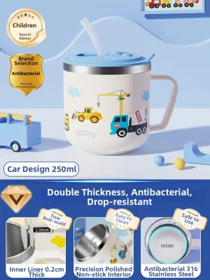 XIAOCHUSHU | Childrens 3D Stainless Steel Cup With Lid