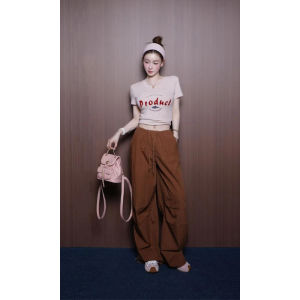 YUEZHONGWEI | American Style Hot Girl Letter Print Yellow Short Sleeve T-Shirt Women Summer Slim Fit Short Length Dopamine Matching Top