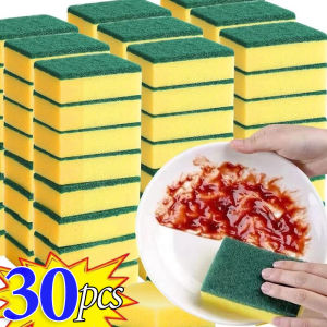 30Pcs Kitchen Dishwashing Sponge Strong Absorbent Clean Wipe Pot Rust Scouring Pad Household Cleaning Brush Sponge