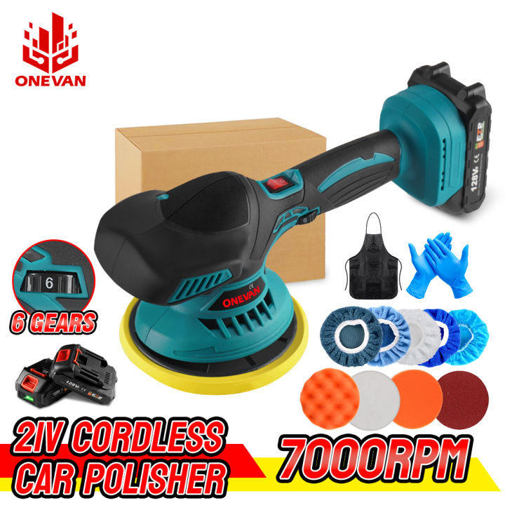 ONEVAN 21V 6000RPM Electric Car Polisher 6 Inch 6 Gears Adjustable