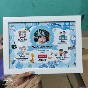 Cetak Photo Newborn Potrait | Biodata Baby Newborn | Bingkai Foto Biodata Bayi | Cetak Bingkai Foto Tanpa Kaca