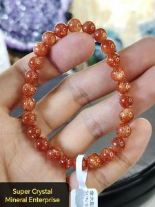 Natural High Gred Strawberry Sun Stone Crystal Beads Bracelet S07 #CrystalBracelet