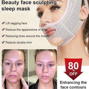 3pcs V shape Face Slimming Belt Beauty Facial Carving sculpting Sleep Mask Anti-sagging Double Chin Mask Elastic Nasolabial Folds Remover Bandage Anti-Wrinkle Cheek Firm Lifting Band