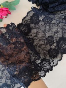 Vải Ren Co Giãn Mềm Mại Thân Thiện Với Da Viền Váy Viền Váy Vải Trang Trí Quần Áo Màu Xanh Đen Vải Viền Váy