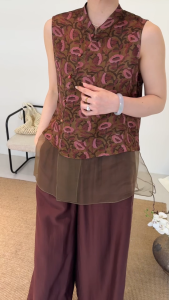 Neo Chinese Style Tencel Drape Loose Long Pants Elegant Office Daily Oriental Wear Chocolate Brown Size M