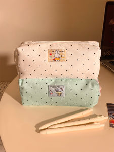 Cute Polka Dot Hello Kitty Pencil Case Womens New High Aesthetic Value Large Capacity Niche Student Stationery Box