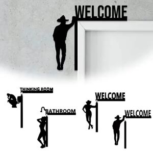 Papan Tanda Toilet Men & Women Hitam - Stiker Label Penunjuk WC Restroom Modern Minimalis