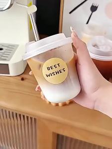 Clear U-shaped Coffee Cups Lidded 10Pcs Disposable for Milk Tea Drinking Pleasure