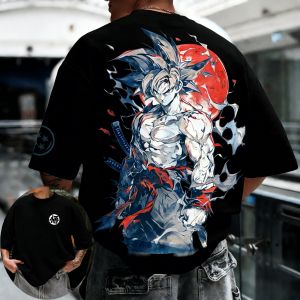 Bandai | Dragon Ball Anime Print GUKO Peripheral Round Neck Short Sleeved 2026 Spring and Summer Mens Loose Breathable Cotton T-shirt