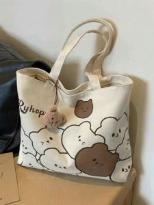 WUUJIA+ | Women College Student Cartoon Bear Canvas Tote Bag