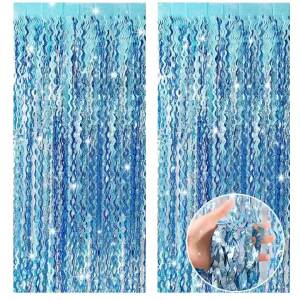 1x2m Wave Pattern Foil Curtain Decor Balloon Rain Tinsel Fringe Streamer Background for Birthday Party Wedding Decoration