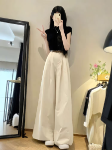 Salt Series Summer Sportswear Set Womens Loose Fashion Anti-aging Casual Wide Leg Pants Short Sleeve Two-piece Set