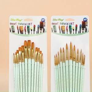 12Pcs Painting Brush Set Watercolor Acrylic Oil Professional Portable Drawing Nylon Bristle Paint Brushes Artist Students