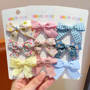 WAMEN | Bowknot Hair Clips Set Floral & Plaid