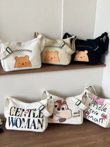 Casual Large Capacity 2024 Womens Summer Fashion Shoulder Bag Minimalist Versatile Canvas Dumpling Bag School Bag for College Students