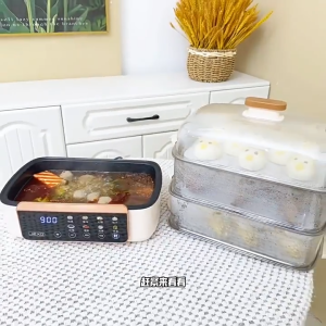 60L big family household four-layer transparent removable easy to clean electric steamer steamer steamer with timer heat preservation intelligent timer Ketuhar kukus 蒸箱