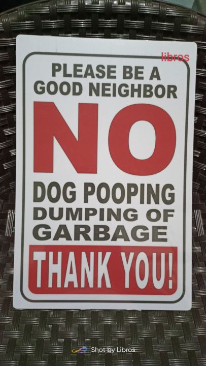 Pooping Garbage No Dog Pooping Dumping of Garbage Signage A4 Size PVC (Hard Plastic ...