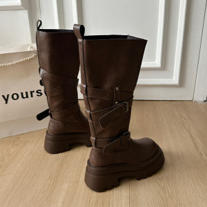 YX | Wide Calf High-Top Western Cowboy Boots with Belt Loops and Thick Sole