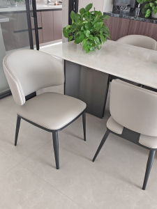 Modern Italian Minimalist Dining Chair Backless Office Desk Chair Coffee Shop Casual Chair Home Use Leather Soft Surface