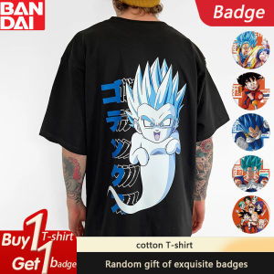 Bandai | Dragon Ball GOKU Anime Peripheral Short Sleeve 2025 American Summer Loose Mens and Womens Cotton Crew Neck T-Shirt Ins