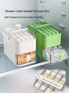 Food Grade Press Ice Cube Tray with Lid Storage Box Home Kitchen Utensils Mini Ice Maker Mold Clear Plastic BPA Free