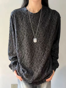 เสื้อสเวตเตอร์คอปกต่ำแขนยาวผู้ชาย ทรงหลวม สไตล์อเมริกัน ทรงเข้ารูป เสื้อเชิ้ตคอกลม ทรงเข้ารูป ลายย้อมสี