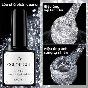 1 Chai 10ml Sơn Gel Phủ Bóng Nhũ Phản Quang Màu Bạc Lấp Lánh Nhiều Màu Sắc Hiệu Ứng Cực Quang Laser Bán Vĩnh Cửu Trang Trí Móng Tay