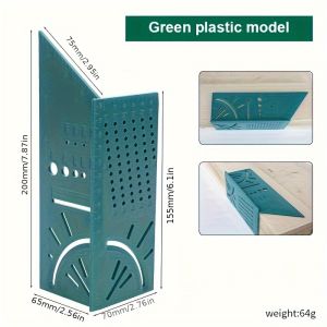 1pc Woodworking 3D Mitre Angle Measuring Tools Multi-Functional 90 Degree Line Ruler Perforated Positioning RulerMeasure Tool