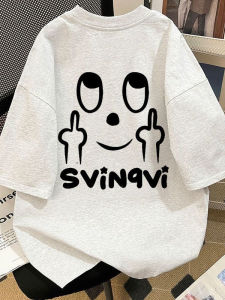 เสื้อยืดคอกลมแขนสั้น ผ้าฝ้าย แท้ 100 ลายพิมพ์ตัวอักษร ลำลอง หลวม ฟิต ฤดูร้อน เสื้อท่อนบน สำหรับนักเรียน ระบายอากาศได้ดี สวมใส่สบาย